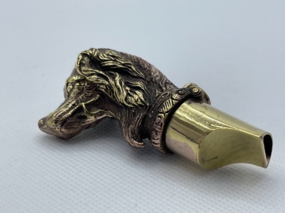 BRASS DOG SHAPED WHISTLE