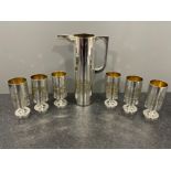 STYLISH MODERNIST STYLE STERLING SILVER PITCHER AND GOBLET SET DESIGNED FOR GARRARD BY ALEX GEORGE