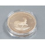 22CT GOLD 2019 FULL 1OZ KRUGERRAND COIN HOUSED IN CASE OF ISSUE