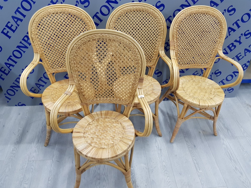 4 BAMBOO AND WICKER CHAIRS