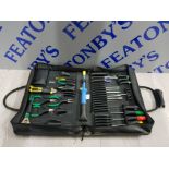 ENGINEERS TOOL BAG AND TOOLS INCLUDES SPANNERS AND SCREWDRIVERS ETC