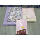 PAIR OF NEW CHRISTY DOUBLE BED SHEETS TOGETHER WITH OTHER BEDDING