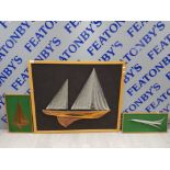 3 FRAMED PIN AND THREAD PICTURES INCLUDES 2 SAILING BOATS AND A CONCORDE