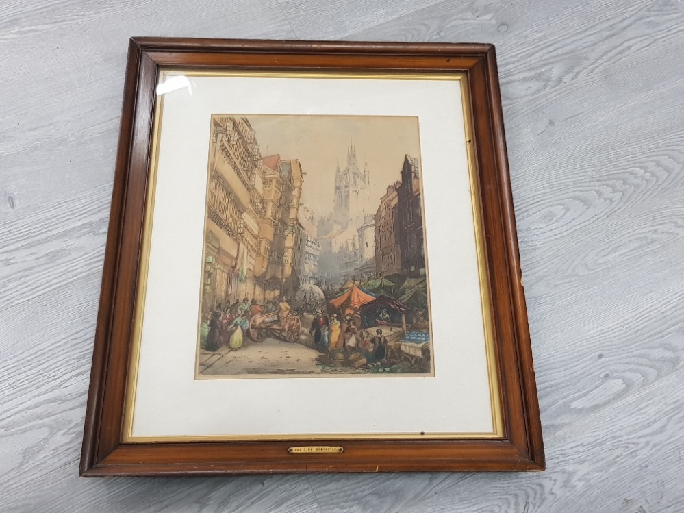 SIGNED HAND TINTED J W CARMICHAEL BLOCK PRINT OF THE SIDE NEWCASTLE