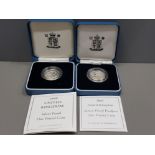 ROYAL MINT SILVER PROOF 1999 £1 COIN TOGETHER WITH ROYAL MINT SILVER PROOF PIEDFORT 2005 £1 COIN