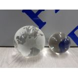 OLEG CASSINI GLASS GLOBE PAPERWEIGHT WITH CRYSTAL BALL