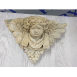 STONEWARE CHERUBS FACE WALL POCKET