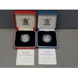 ROYAL MINT SILVER PROOF 1996 £1 COIN TOGETHER WITH ROYAL MINT SILVER PROOF £1 COIN BOTH IN