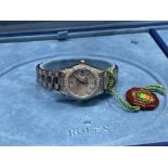 ROLEX LADY-DATEJUST 2007 BEAUTIFUL WHITE GOLD CHRONOMETER WATCH MOTHER OF PEARL DIAL SURROUNDED BY