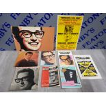 COLLECTION OF BUDDY HOLLY EPHEMERA TO INCLUDE 2 LP'S, A PAINTING ON BOARD SIGNED INDISTINCT ON