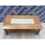 ASHCRAFT WOODEN GLASS TOPPED COFFEE TABLE