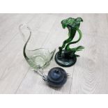 3 STUDIO GLASS FIGURAL PIECE TO INCLUDE SWAN ETC