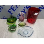 6 PIECES OF GLASSWARE INCLUDES MTARFA AND SODA GLASS ETC