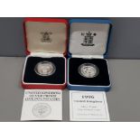 ROYAL MINT SILVER PROOF PIEDFORT 1994 ONE POUND COIN TOGETHER WITH ROYAL MINT SILVER PROOF 1996