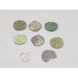 COLLECTION OF MEDIEVAL TUDOR HAMMERED ROSE FARTHING INCLUDING SOME SILVER