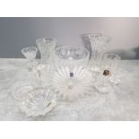 VARIOUS CRYSTAL AND CUT GLASS DISHES BOWLS AND VASES