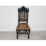 ANTIQUE HEAVILY CARVED OAK SCOTTISH HALL CHAIR RESTORATION PROJECT
