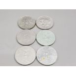 6 COMMEMORATIVE CROWN COINS