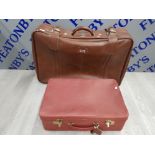 2 VINTAGE ANTLER LUGGAGE CASES LEATHER / FAUX