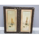 2 ANTIQUE WATERCOLOURS TITLED CALM EVENING AND MOONRISE SIGNED BY GARMAN MORRIS