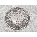 INDIA 1862 SILVER 1 RUPEE