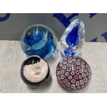 4 VINTAGE PAPERWEIGHTS INCLUDING MILLEFIORI PATTERN