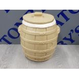 YELLOW WARE STONE BARREL 24cm x 23cm