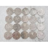 20 COLLECTABLE 50 PENCE COINS INCLUDES 1850-2000 PUBLIC LIBRARIES, THE TALE OF PETER RABBIT AND