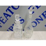 2 DECORATIVE CRYSTAL GLASS DECANTERS
