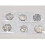 COLLECTION OF 6 SILVER HAMMERED COINAGE