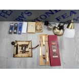 MIXED ITEMS INCLUDING A LADIES EDWARDIAN NAIL POLISHING SET IN LEATHER CASE WITH LAMP AND OTHER