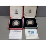 ROYAL MINT SILVER PROOF 1998 50 PENCE PIECE TOGETHER WITH ROYAL MINT SILVER PROOF 2000 50 PENCE