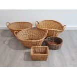 A COLLECTION OF 5 WICKER BASKETS