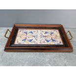 REPRODUCTION 2 TILE TWIN HANDLED TRAY