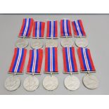 10 1939-45 DEFENCE MEDALS ALL ORIGINAL FULL SIZE WITH RIBBON