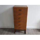 MID CENTURY G PLAN TALLBOY CHEST OF 6 DRAWERS 116CM IN HEIGHT 50CM IN WIDTH & 46CM IN DEPTH