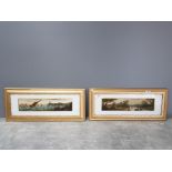 2 DECORATIVE FRAMED TRANSFER PRINTS, 1 FEATURING A STORMY SEA AND 1 OF A RIVER AND DISTANT CASTLE