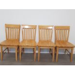 A SET OF 4 BEECH DINING CHAIRS