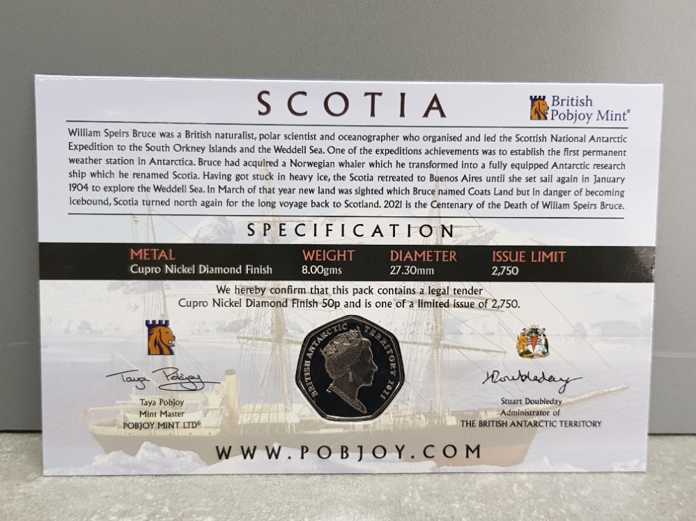 BRITISH POBJOY MINT SCOTIA CENTENARY OF WILLIAM SPEIRS BRUCE 50P HOUSED IN ORIGINAL CASE OF ISSUE - Bild 3 aus 4