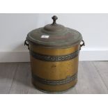 VINTAGE BRASS AND COPPER LIDDED COAL BUCKET