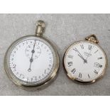SEKONDA 19 JEWELS CALENDAR POCKETWATCH TOGETHER WITH SILVER PLATED VINTAGE STOP WATCH