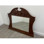 LARGE REPRODUCTION MAHOGANY FRAMED OVER MANTLE MIRROR WITH BEVELLED EDGE, 132CM X 105CM