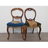 2 ANTIQUE BALLOONBACK CHAIRS WITH TAPESTRY SEATS