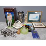 BOX OF MISCELLANEOUS TO INCLUDE LLADRO FIGURE CUTLERY SNAKES AND LADDERS ETC