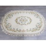 SUPER GANGES FLORAL PATTERNED WOOL RUG WITH THRILLED EDGES