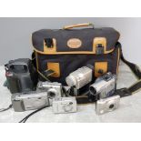 VANGUARD CAMCORDER CARRY BAG CONTAINING MISCELLANEOUS VIDEO AND DIGITAL CAMERAS