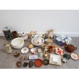 LARGE COLLECTION OF POTTERY ITEMS INCLUDING ROYAL NORFOLK TOILET JUG AND BASIN WITH RED POPPIES,