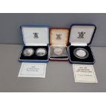 ROYAL MINT SILVER PROOF 1989 TWO COIN SET OF £2 COINS ROYAL MINT SILVER PROOF 1992-1993 50P PIECE