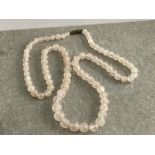 ROSE QUARTZ LONG BEAD NECKLET, 68CM