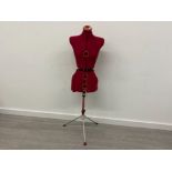 DRESS MAKERS DUMMY ON ADJUSTABLE PEDESTAL STAND